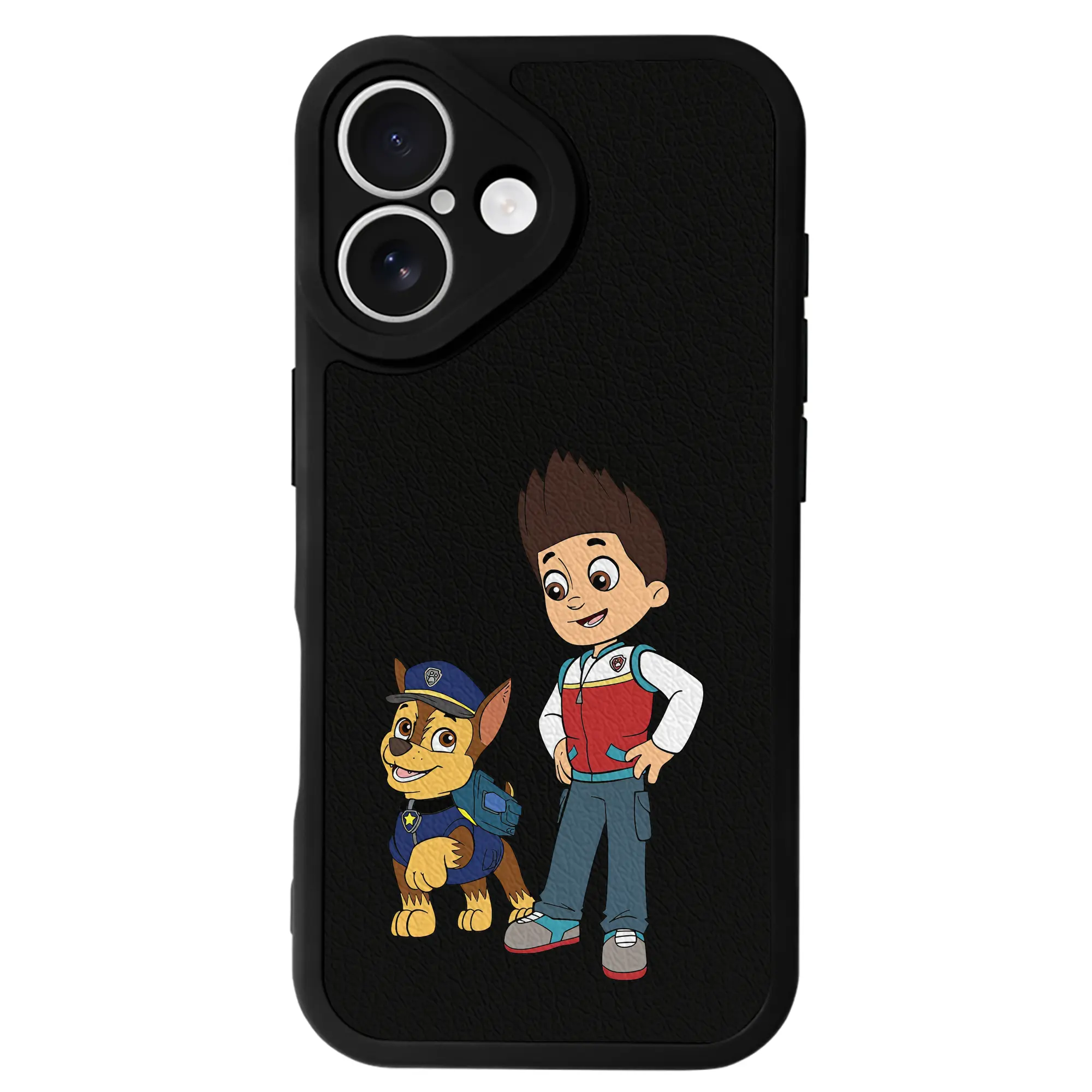 パウ・パトロール グッズ ライダー - IPhone 16シリーズ対応 ・ シリコンスマホケース ・ レザー調 ・ 高精度フィット ・ 耐衝撃 ・ ワイヤレス充電対応 ・ 精密カット